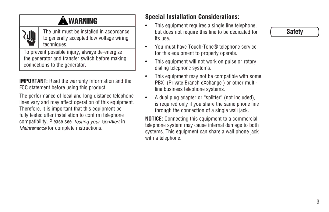 Briggs & Stratton Model 040205-0 manual Special Installation Considerations 