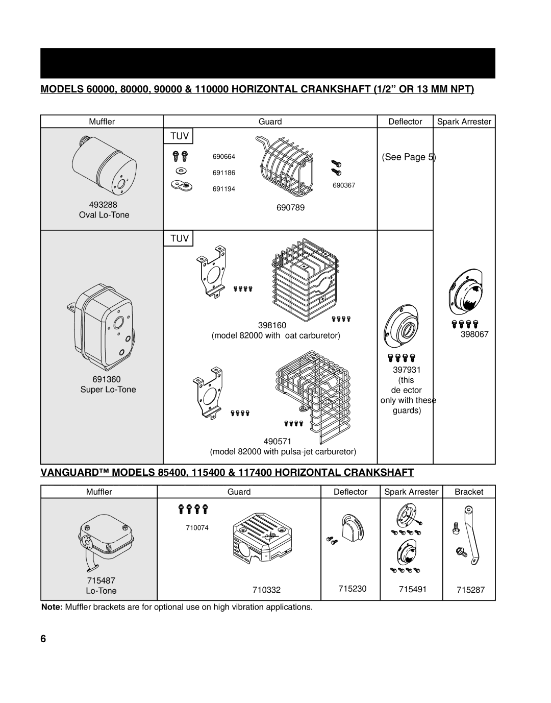 Briggs & Stratton 270962 manual Guard, Spark Arrester, 690789, 398160 398067, 691360, Model 82000 with pulsa-jet carburetor 