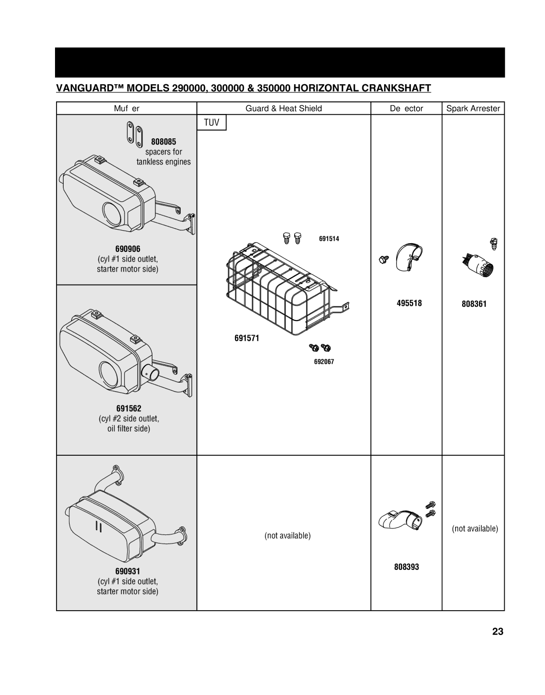 Briggs & Stratton 247041, MS-8746, 272147, CE-8069, CE-3086, CE-3049, 275072, MS-5568, 271172, 270962 495518 808361 691571, 808393 