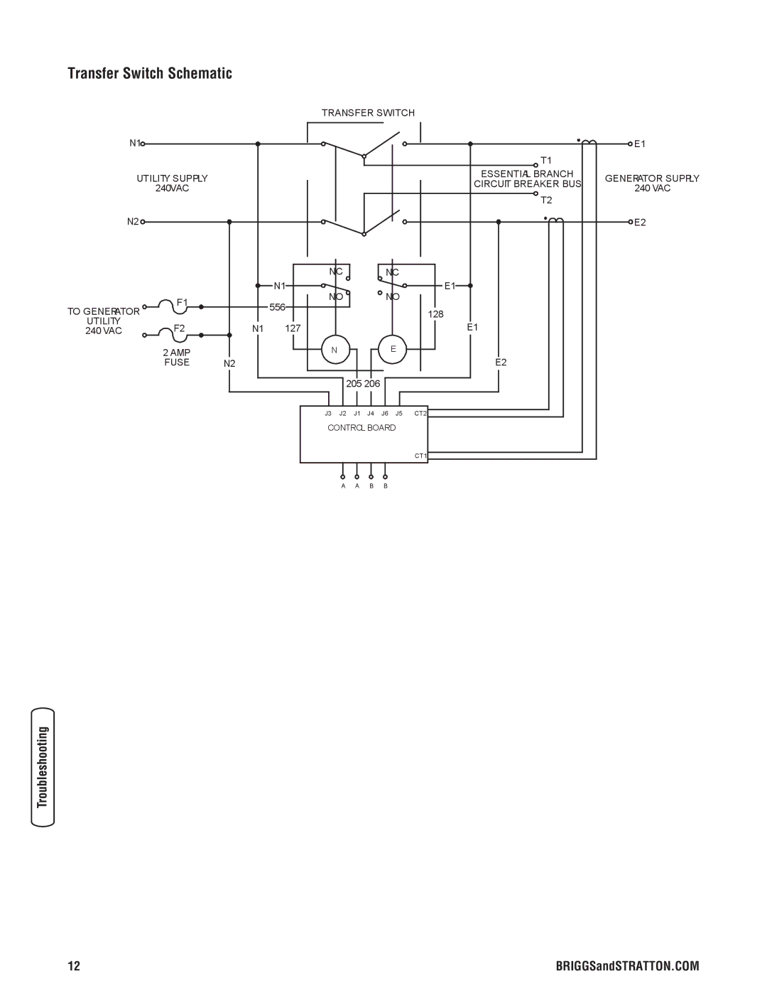 Briggs & Stratton NEMA 3R manual Transfer Switch Schematic 