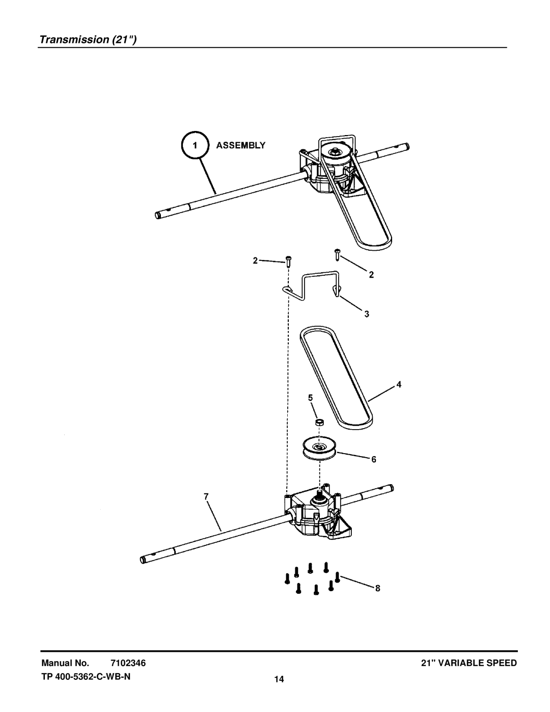 Briggs & Stratton NSPV21675E manual Transmission 