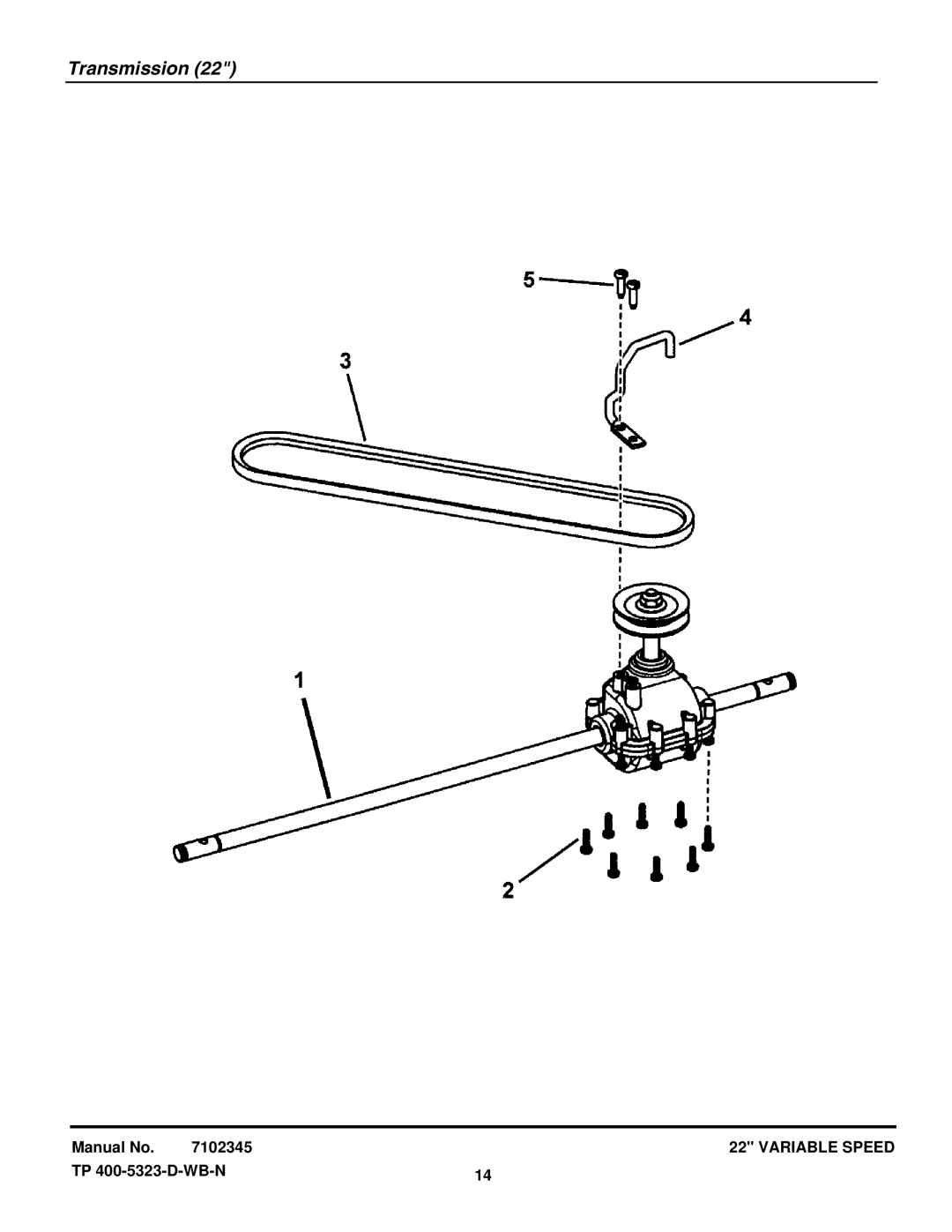 Briggs & Stratton NSPV22675HW manual Transmission 