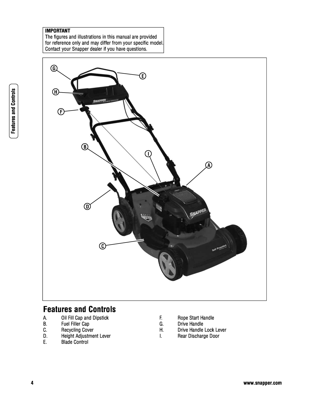 Briggs & Stratton NSPVH21675 specifications Features and Controls 