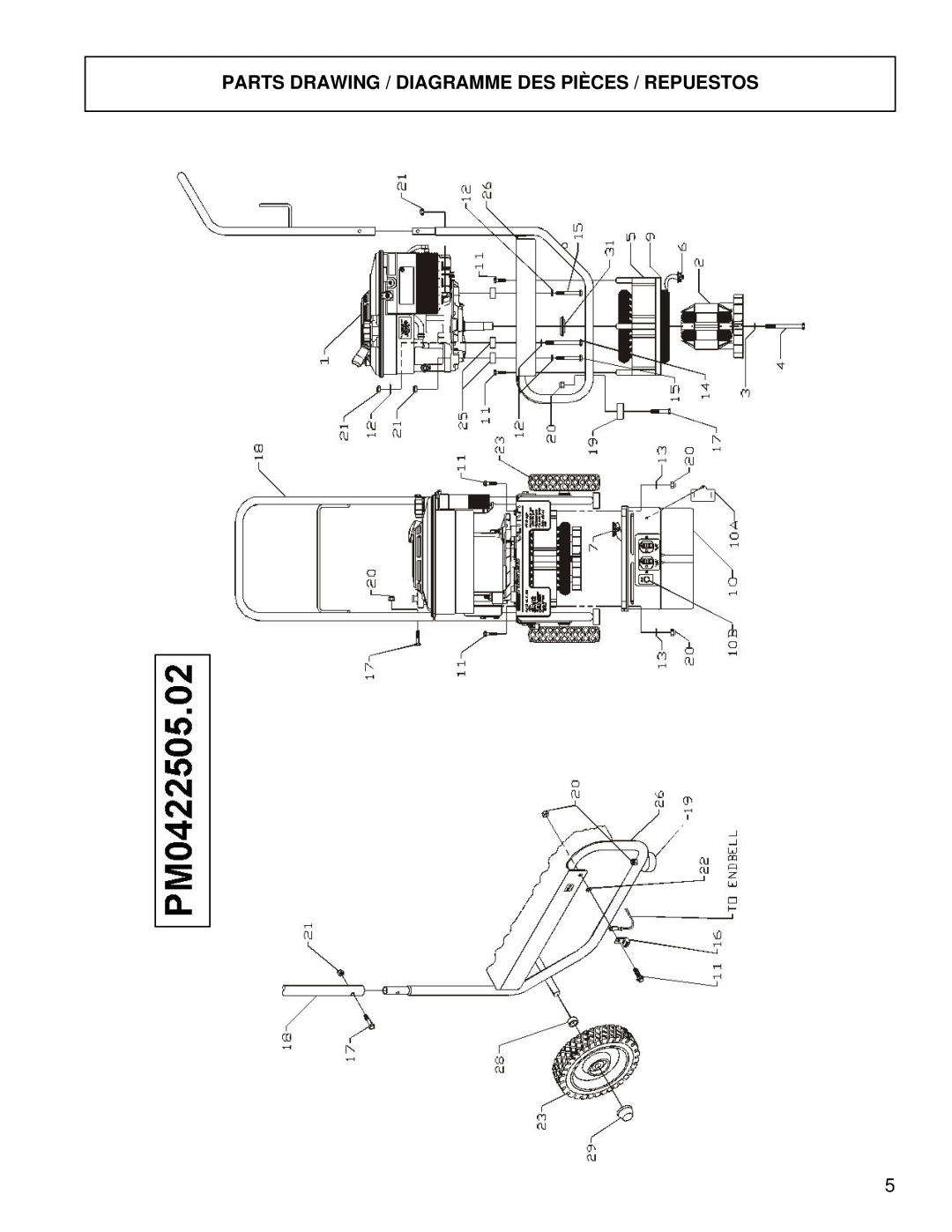 Briggs & Stratton PM0422505.02 manual Parts Drawing / Diagramme Des Pièces / Repuestos 