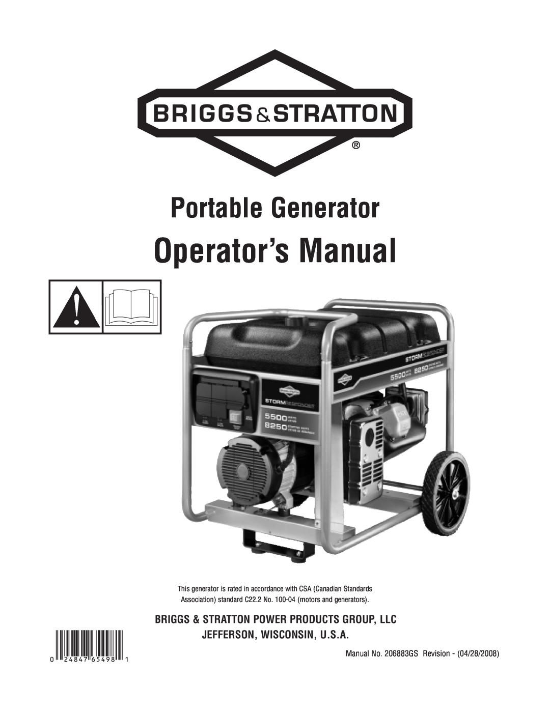 Briggs & Stratton Portable Generator manual Operator’s Manual 