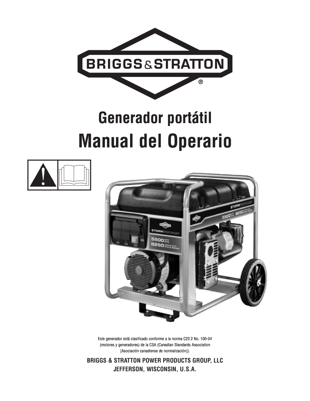 Briggs & Stratton Portable Generator manual Manual del Operario, Generador portátil 