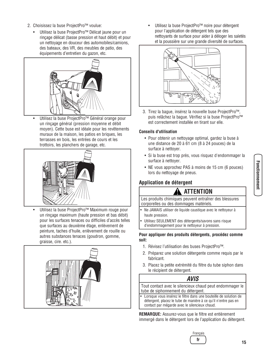 Briggs & Stratton Pressure Washer manual Application de détergent, Un nettoyage en douceur des automobiles/camions 