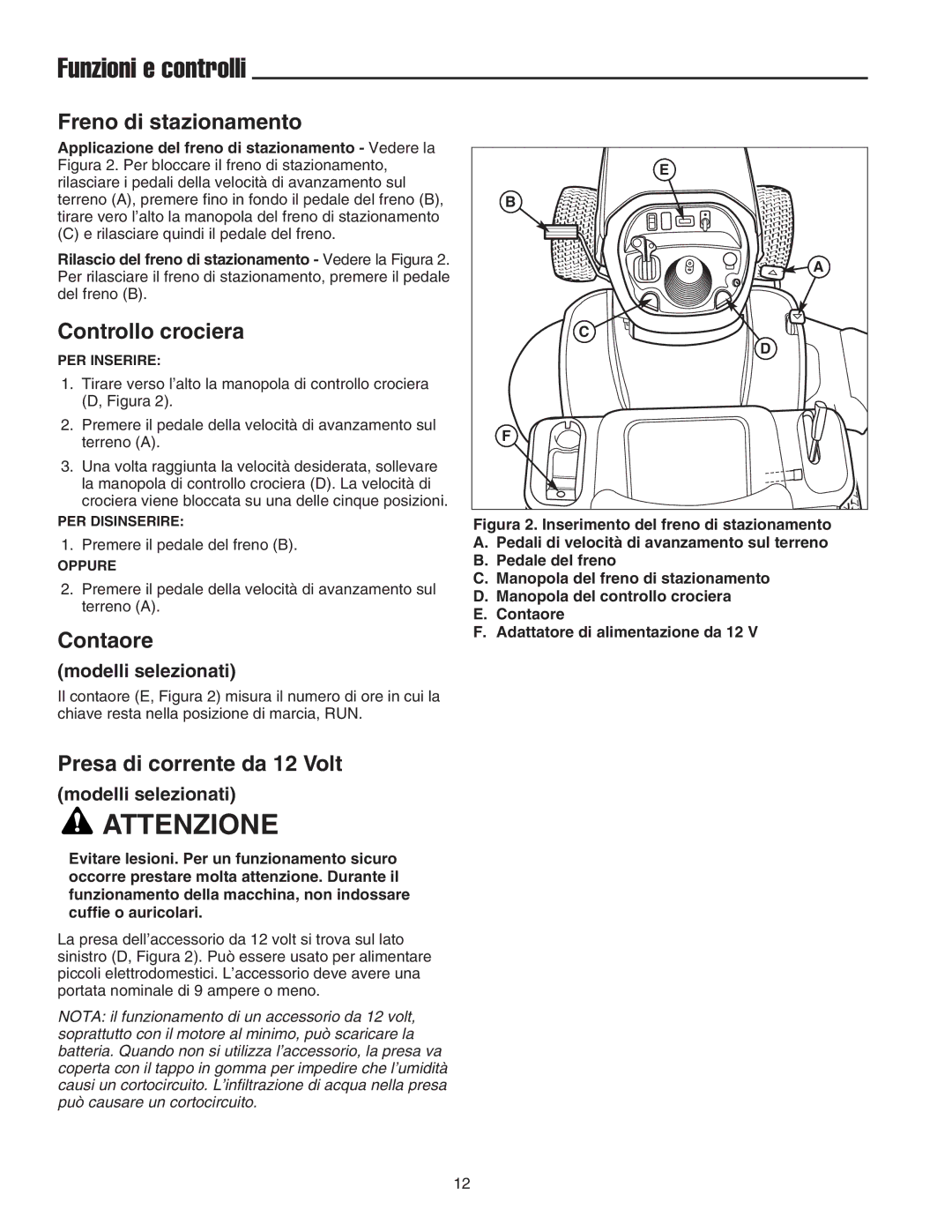 Briggs & Stratton Printer Freno di stazionamento, Controllo crociera, Contaore, Presa di corrente da 12 Volt 