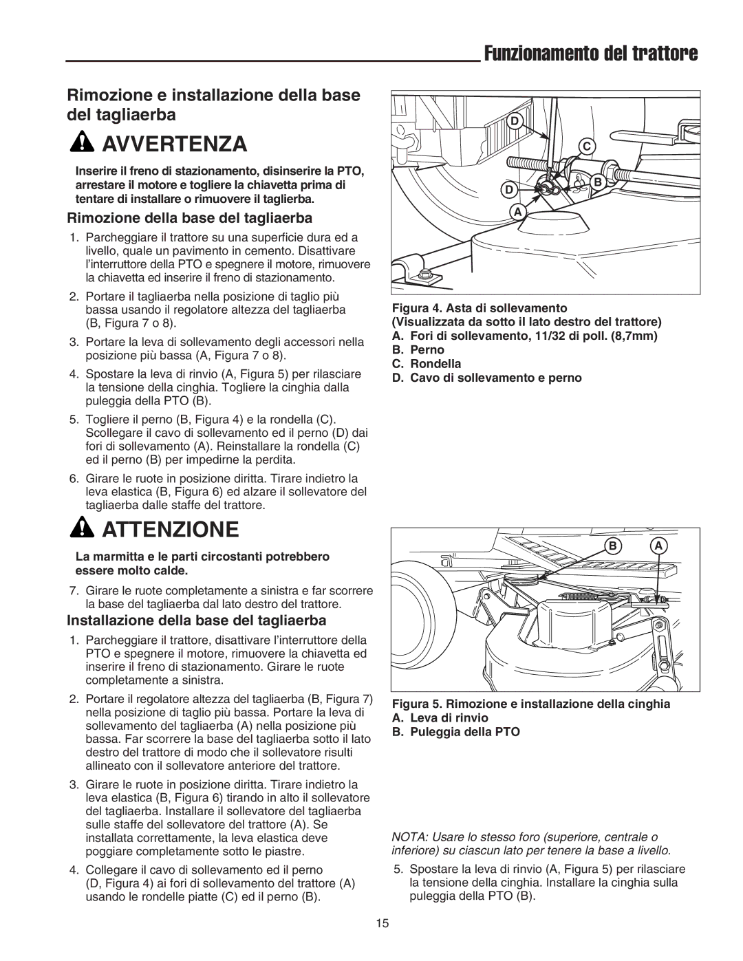 Briggs & Stratton Printer Rimozione e installazione della base del tagliaerba, Rimozione della base del tagliaerba 