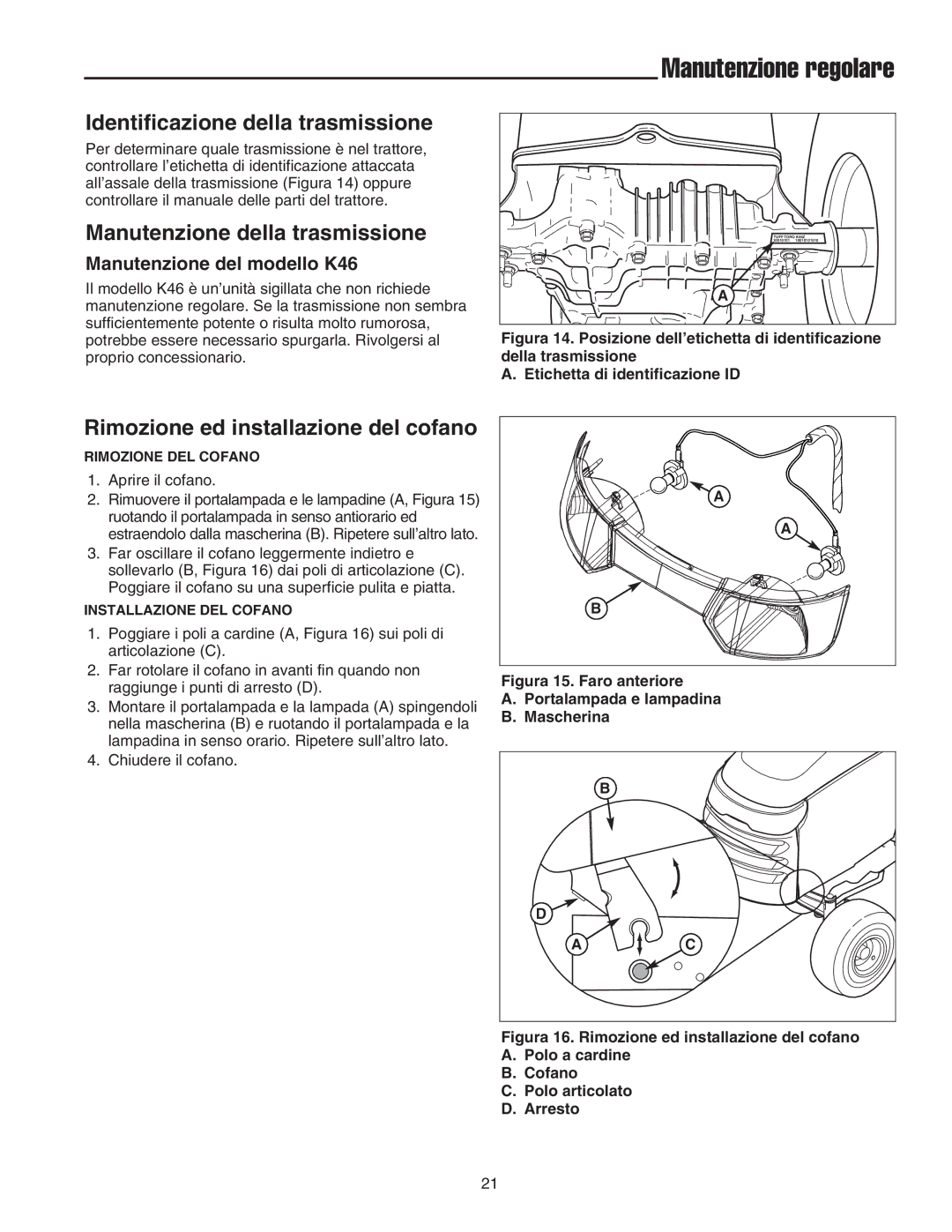 Briggs & Stratton Printer instruction sheet Identificazione della trasmissione, Manutenzione della trasmissione 