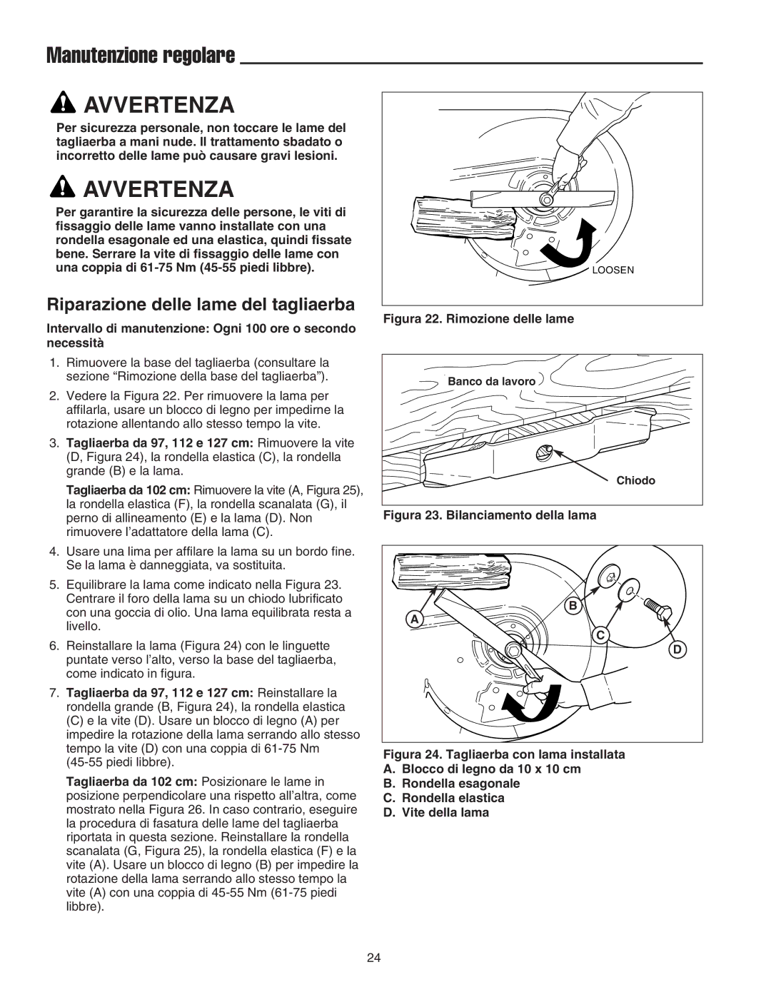 Briggs & Stratton Printer instruction sheet Riparazione delle lame del tagliaerba 