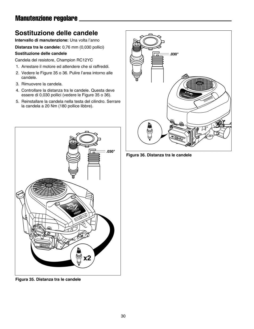 Briggs & Stratton Printer instruction sheet Sostituzione delle candele 