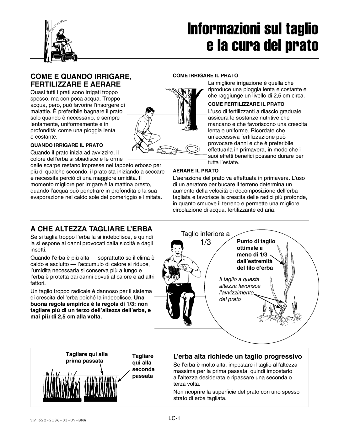 Briggs & Stratton Printer instruction sheet ’erba alta richiede un taglio progressivo 