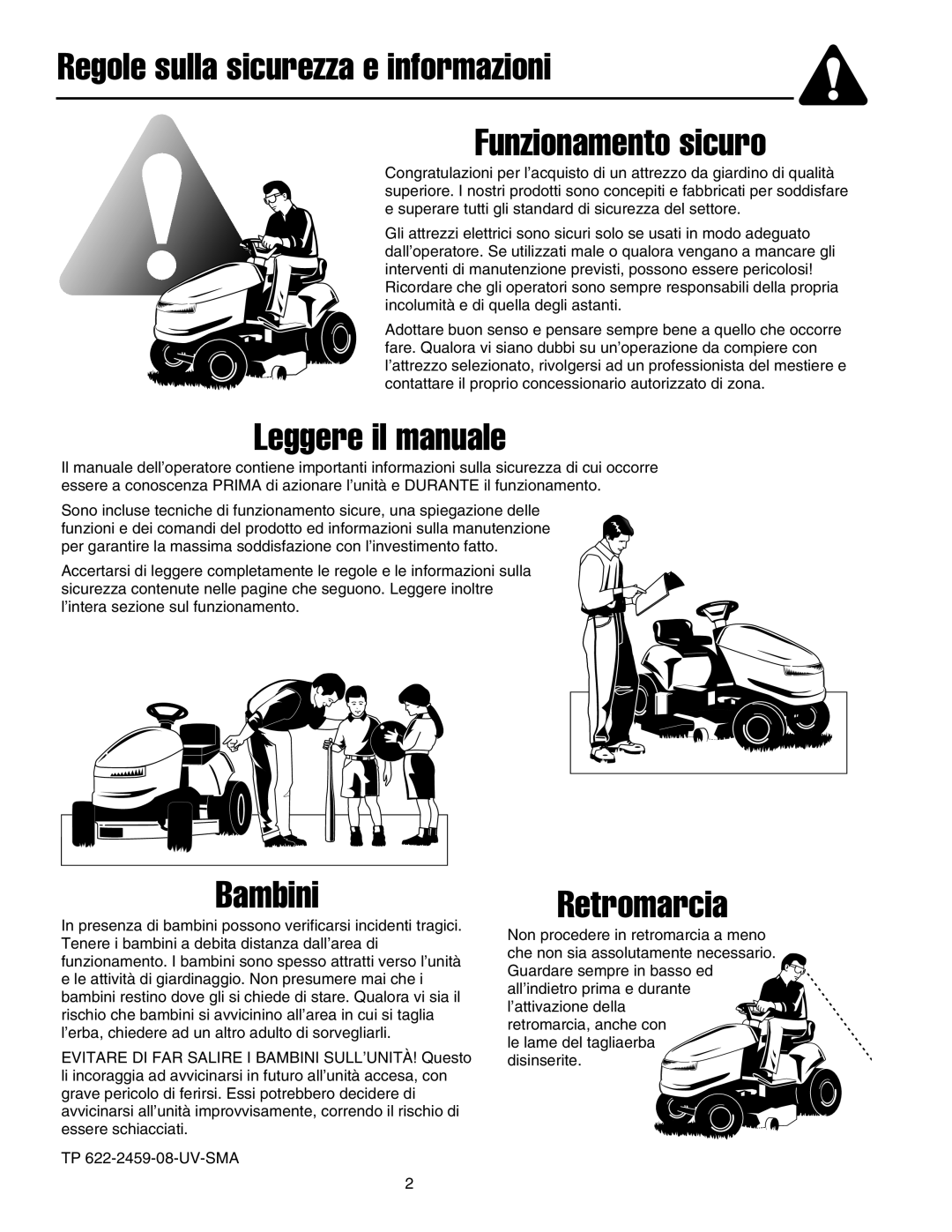 Briggs & Stratton Printer instruction sheet Regole sulla sicurezza e informazioni Funzionamento sicuro 