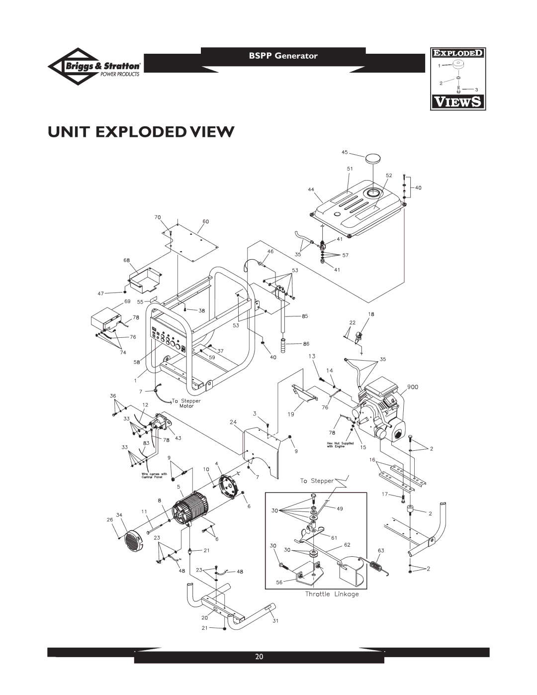 Briggs & Stratton PRO8000 owner manual Unit Exploded View 