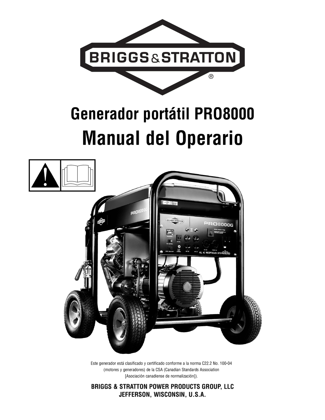 Briggs & Stratton PRO8000 manual Manual del Operario 