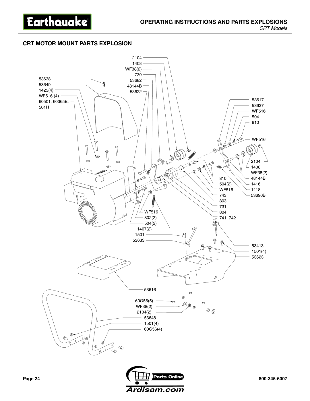 Briggs & Stratton R5055H 5.5 HP, 5155 6 HP, 5055 6 HP manual CRT Motor Mount Parts Explosion 