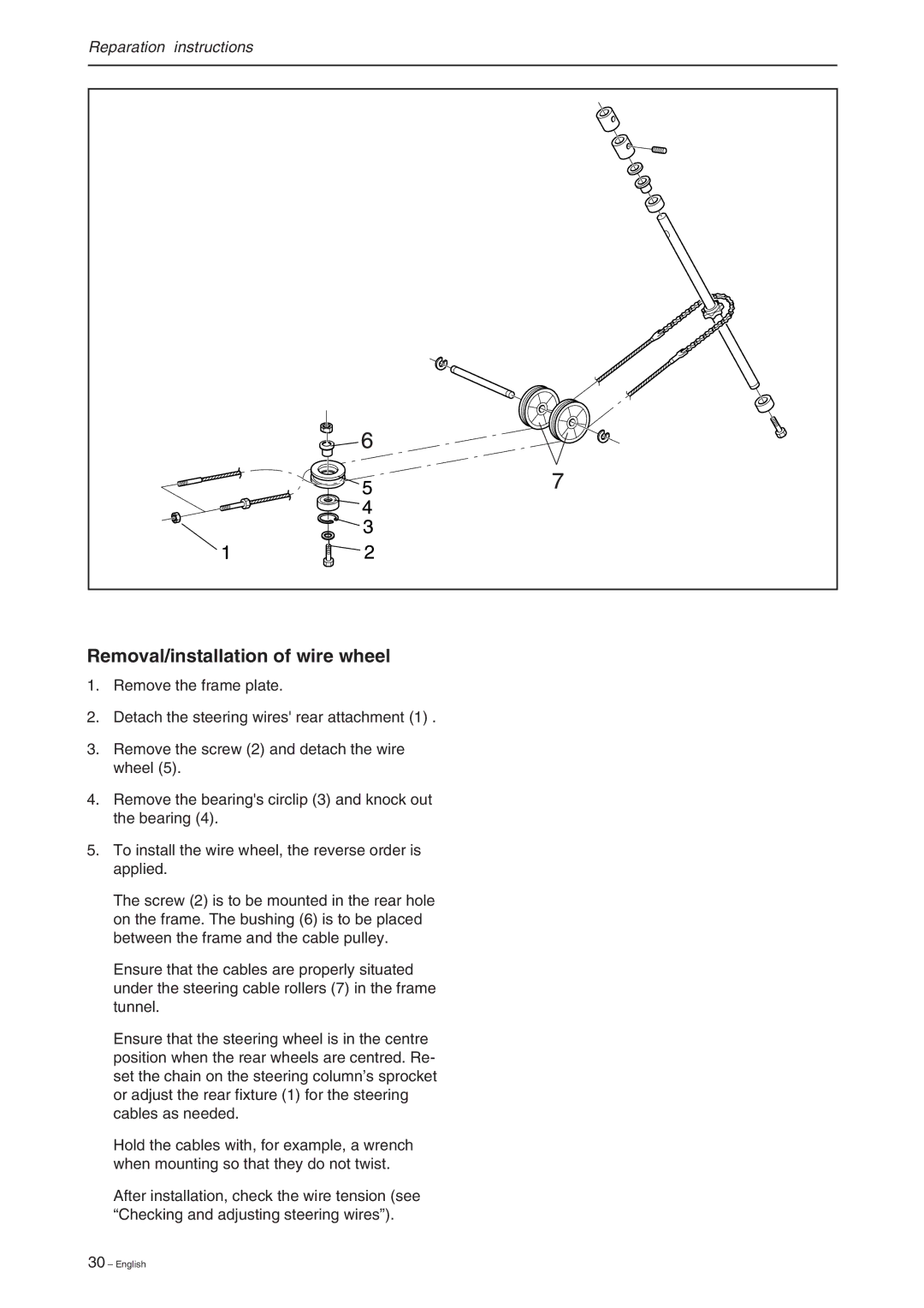 Briggs & Stratton RIDER 16, RIDER 11 BIO, RIDER 13 BIO manual Removal/installation of wire wheel 