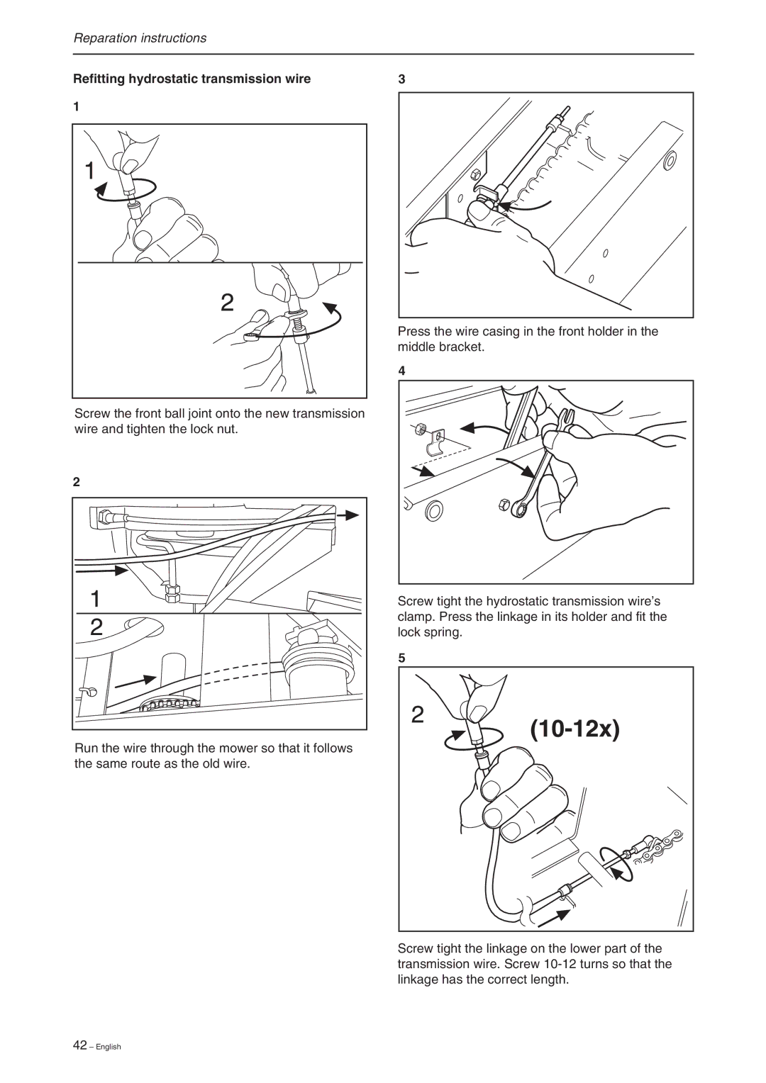 Briggs & Stratton RIDER 11 BIO, RIDER 16, RIDER 13 BIO manual Refitting hydrostatic transmission wire 