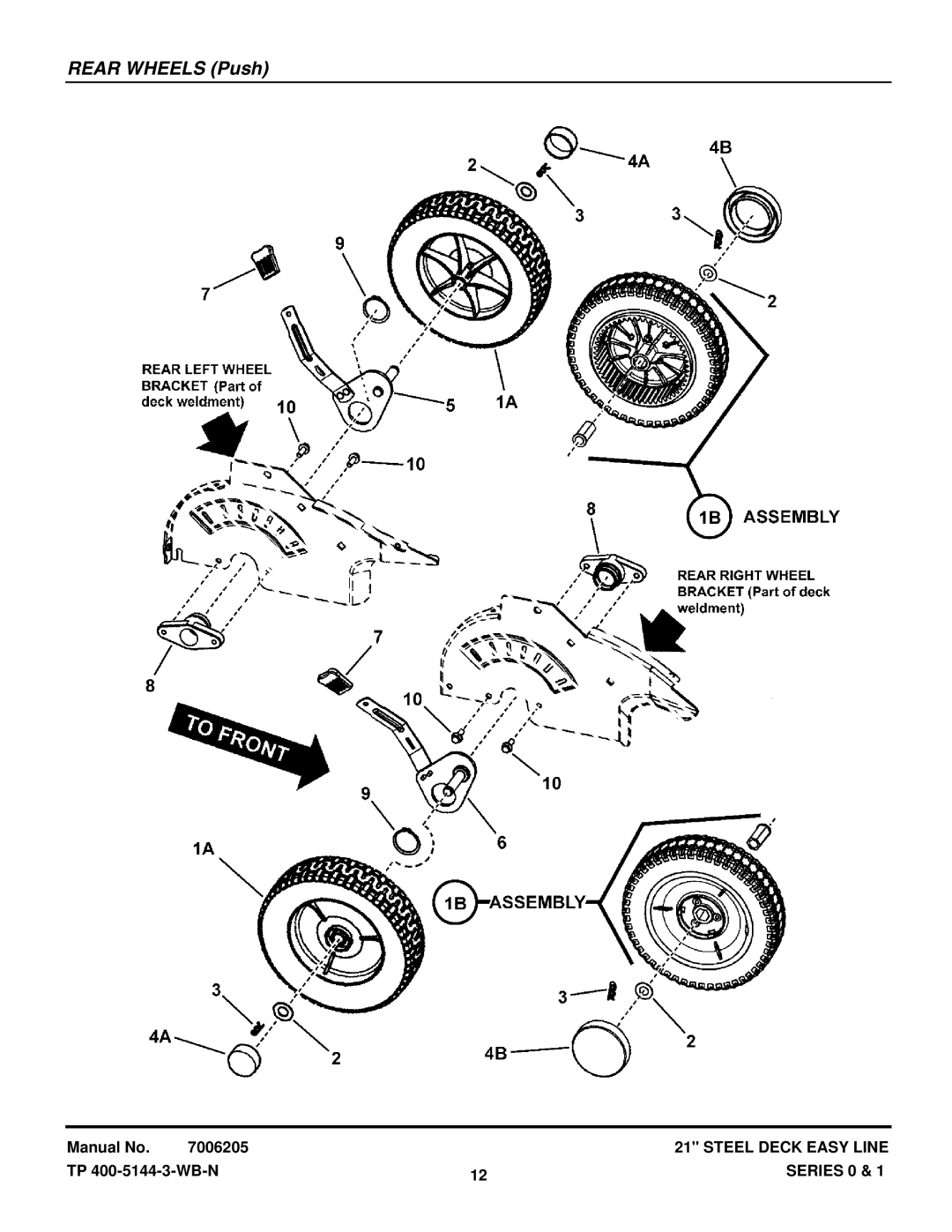 Briggs & Stratton S211 (7800166), SPV21E1, SPV211E, SP211 (7800167), SP21 (7800004), SP211 (7800090) Rear Wheels Push 