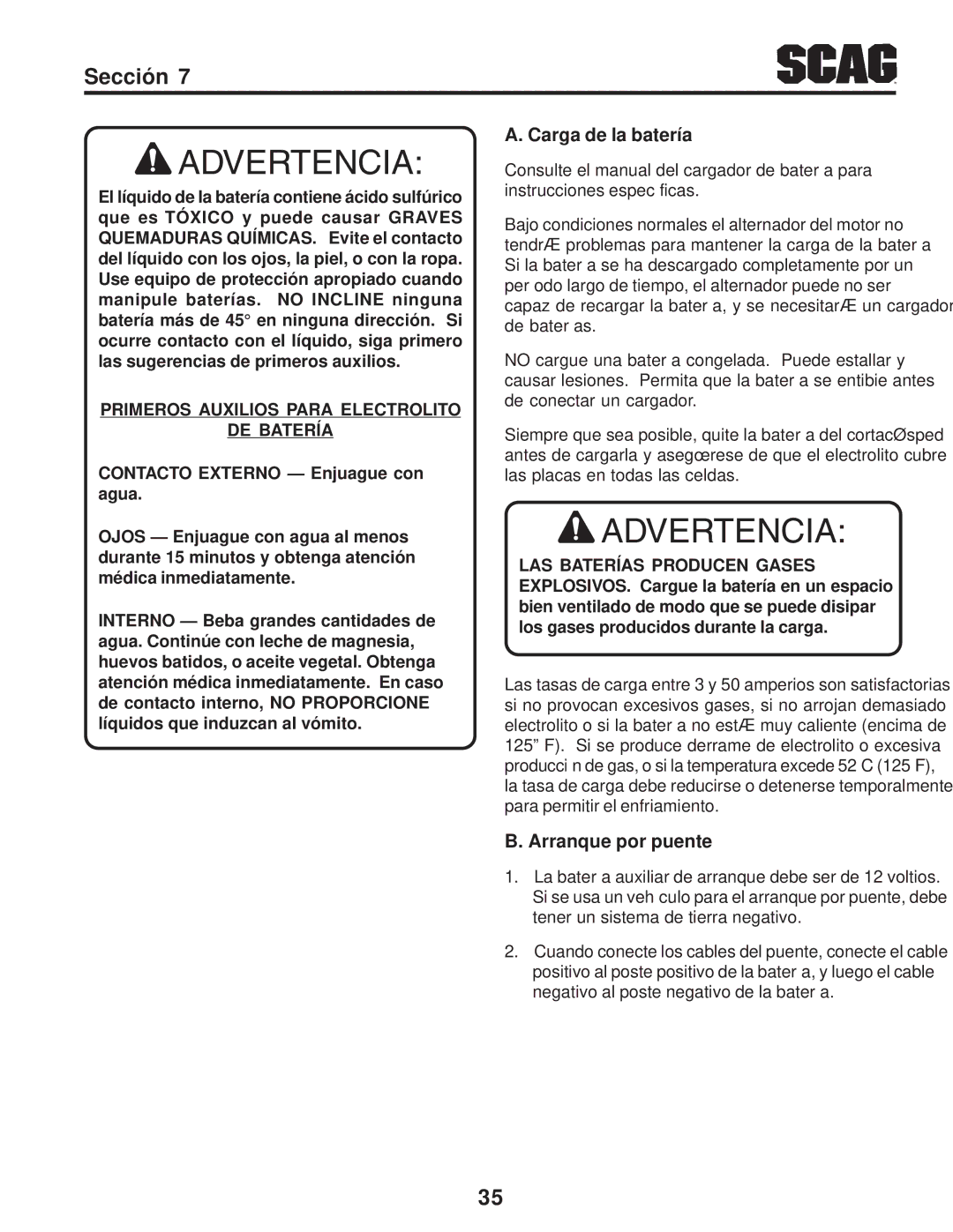 Briggs & Stratton SZC Puente por Arranque .B, Batería la de Carga .A, Batería DE Electrolito Para Auxilios Primeros 