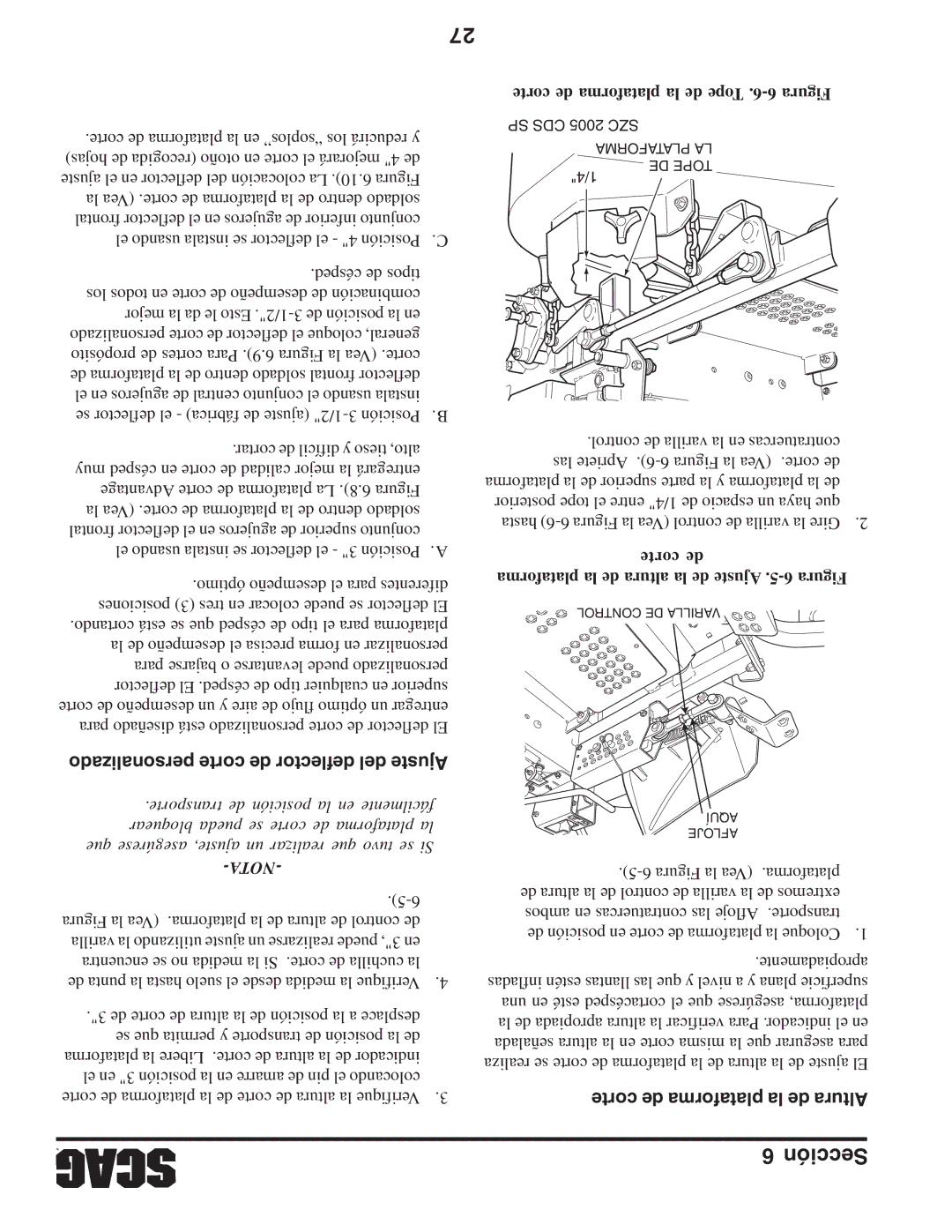 Briggs & Stratton SZC operating instructions Personalizado corte de deflector del Ajuste, Corte de plataforma la de Altura 