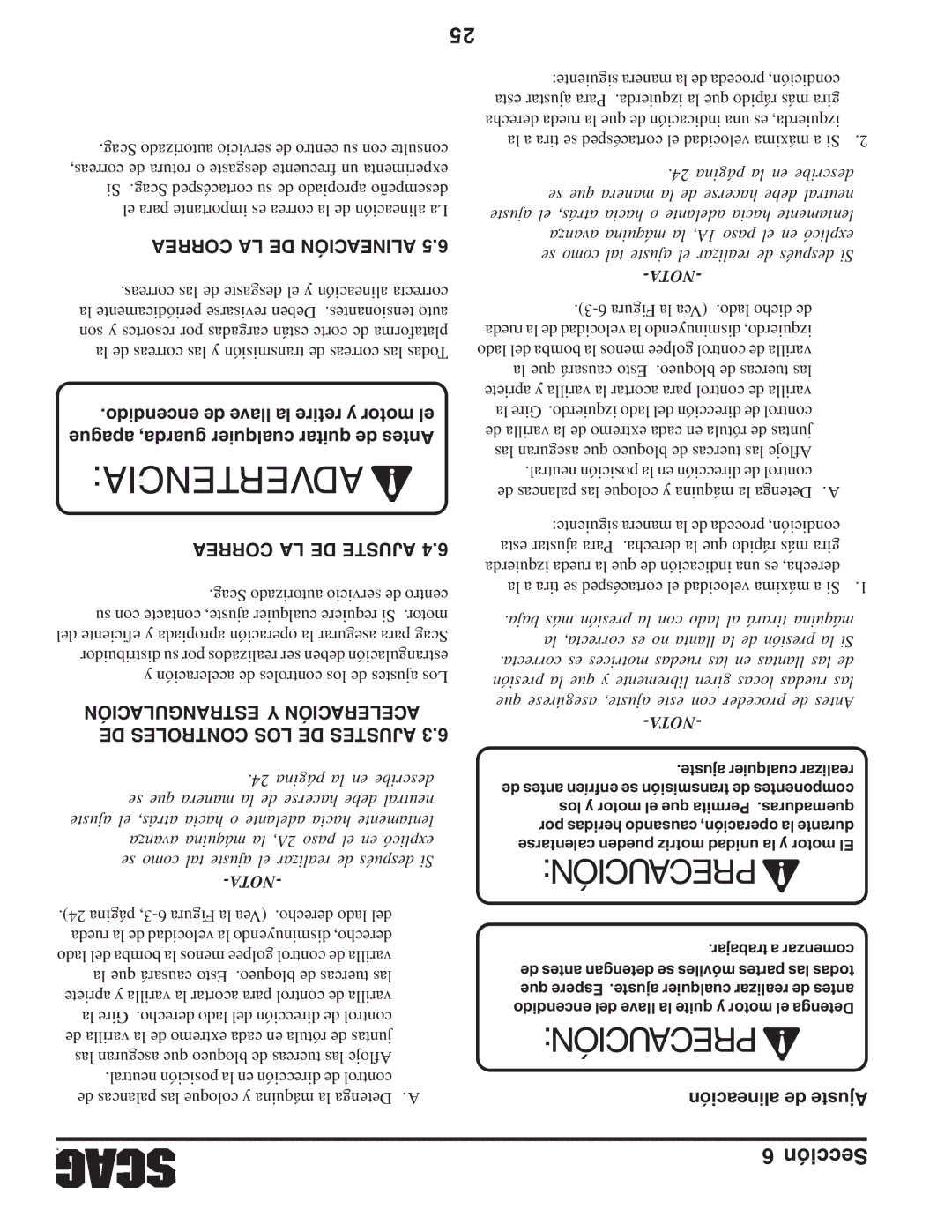 Briggs & Stratton SZC operating instructions Correa LA DE Alineación, Correa LA DE Ajuste, Alineación de Ajuste 