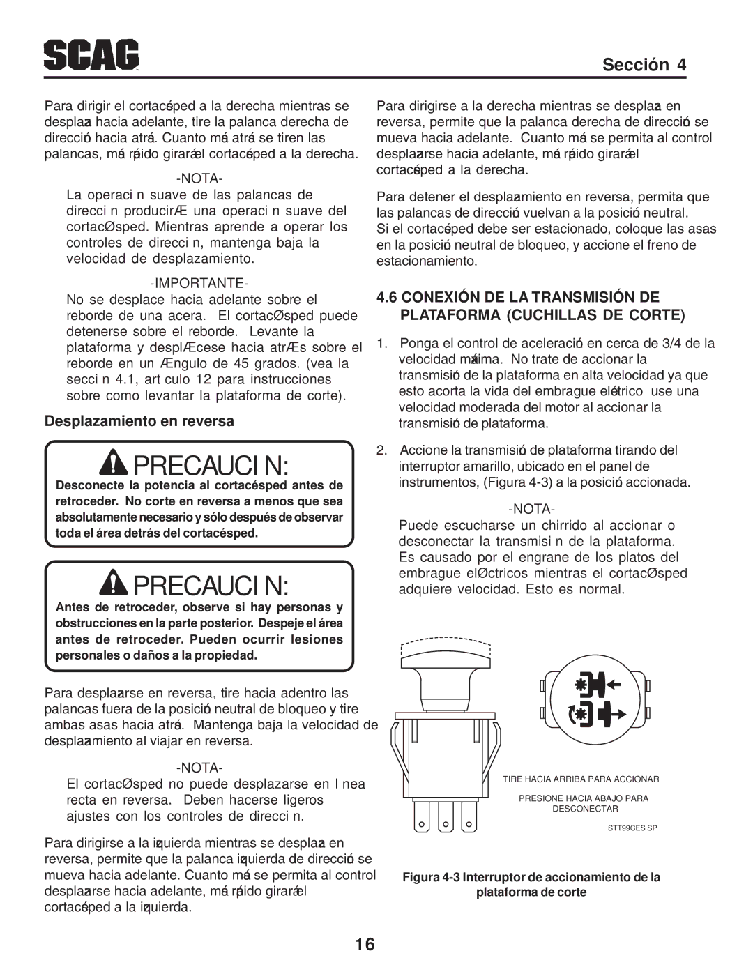 Briggs & Stratton SZC Corte DE Cuchillas Plataforma DE Transmisión LA DE Conexión, Reversa en Desplazamiento 