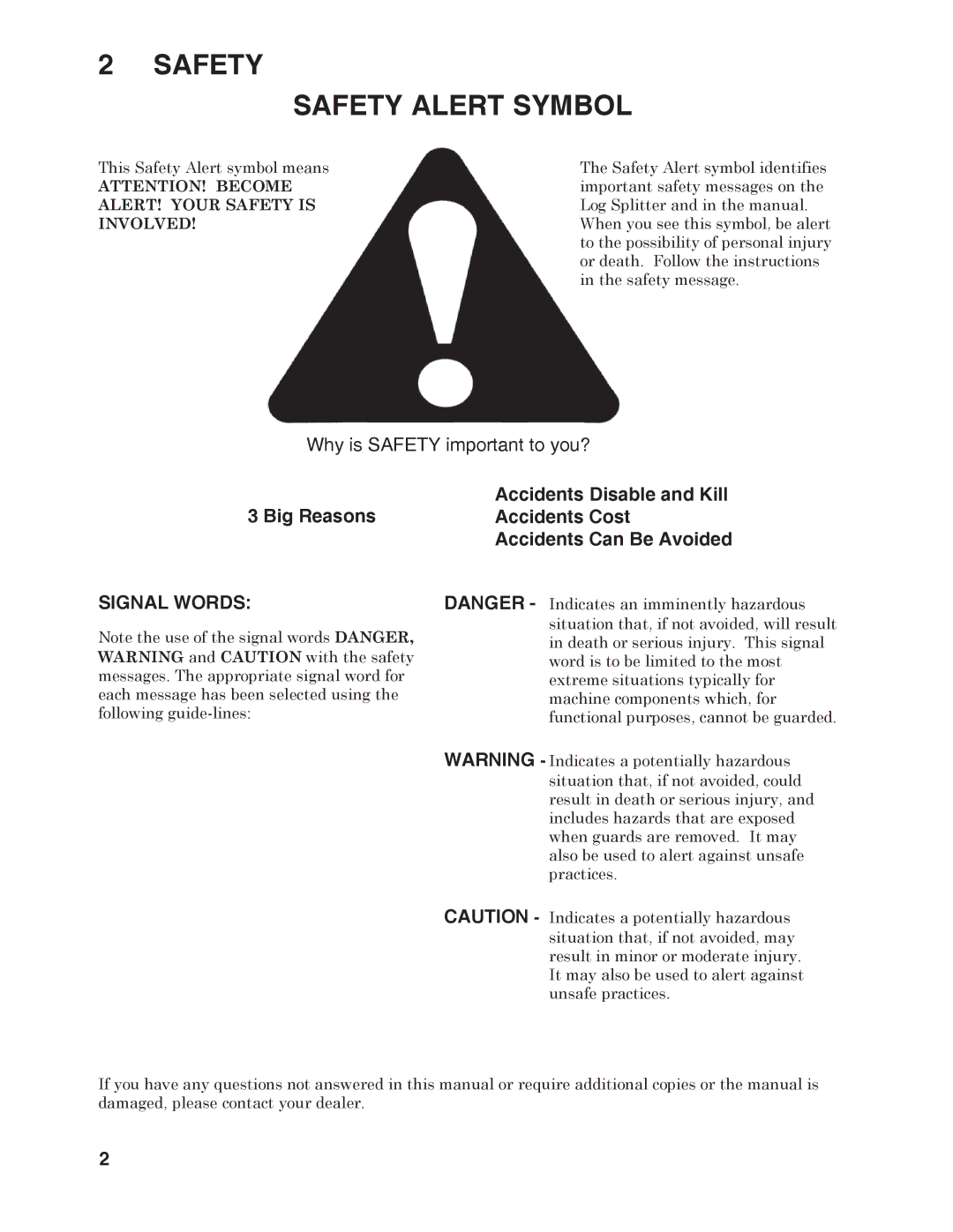 Briggs & Stratton T22B & T22H manual Safety Safety Alert Symbol, Involved 