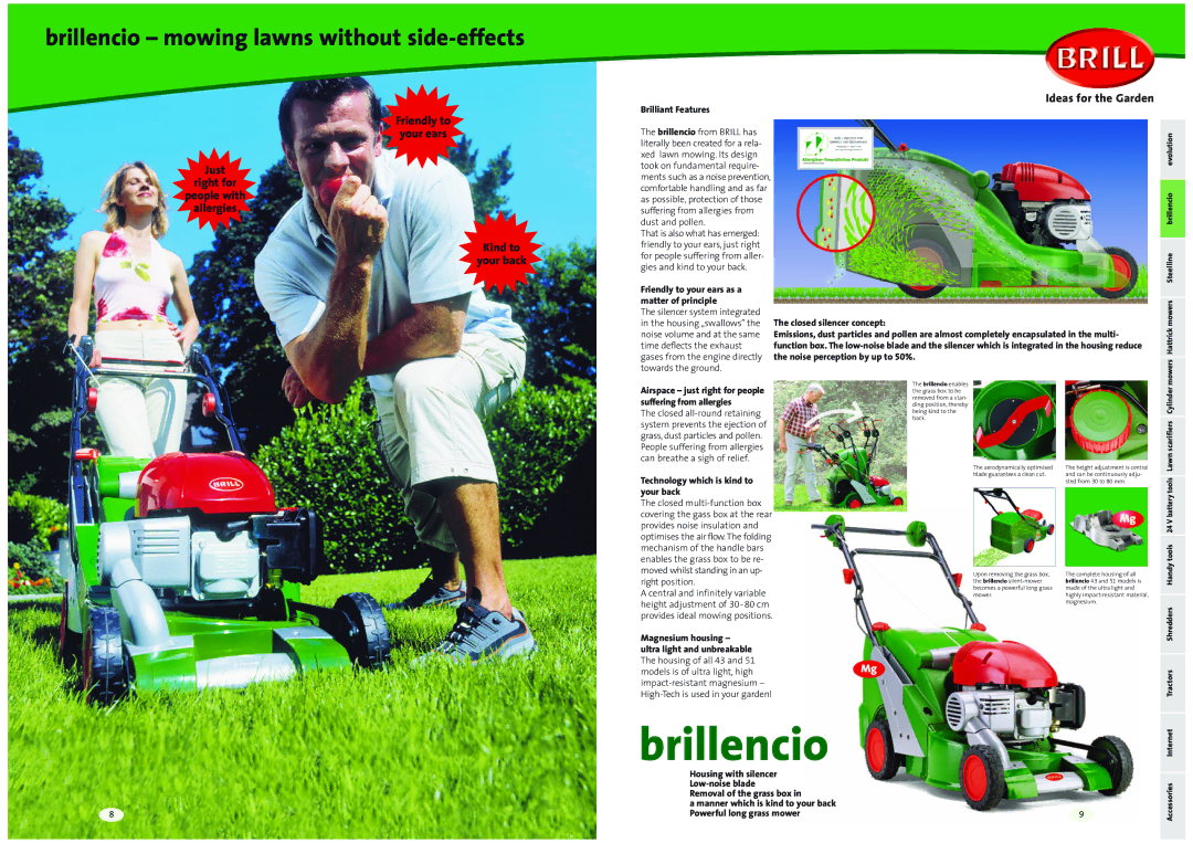 Brill 41 Series, 42 Series manual Brillencio mowing lawns without side-effects 