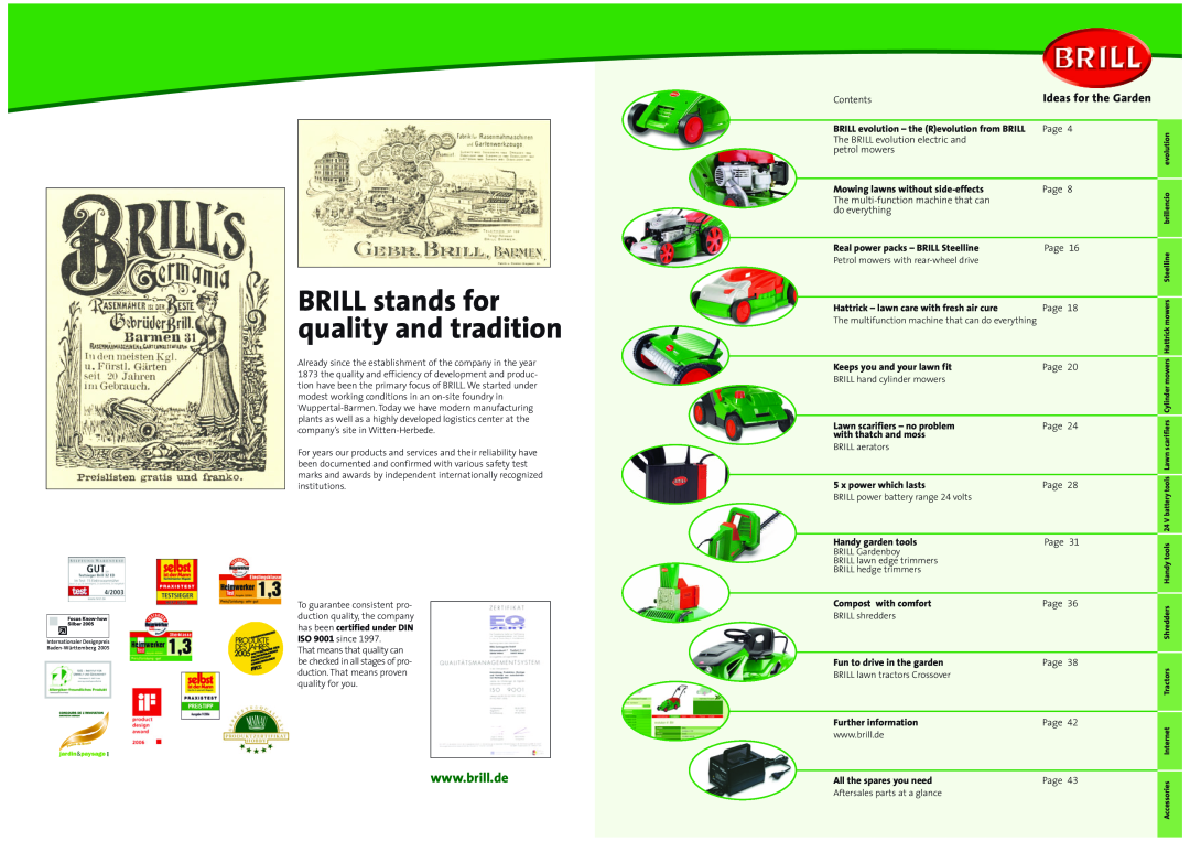 Brill 42 Series, 41 Series manual BRILL stands for quality and tradition, Ideas for the Garden 