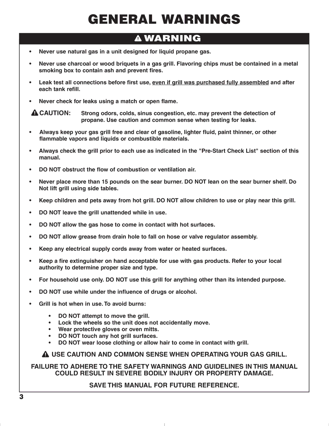 Brinkmann 1575 owner manual General Warnings 