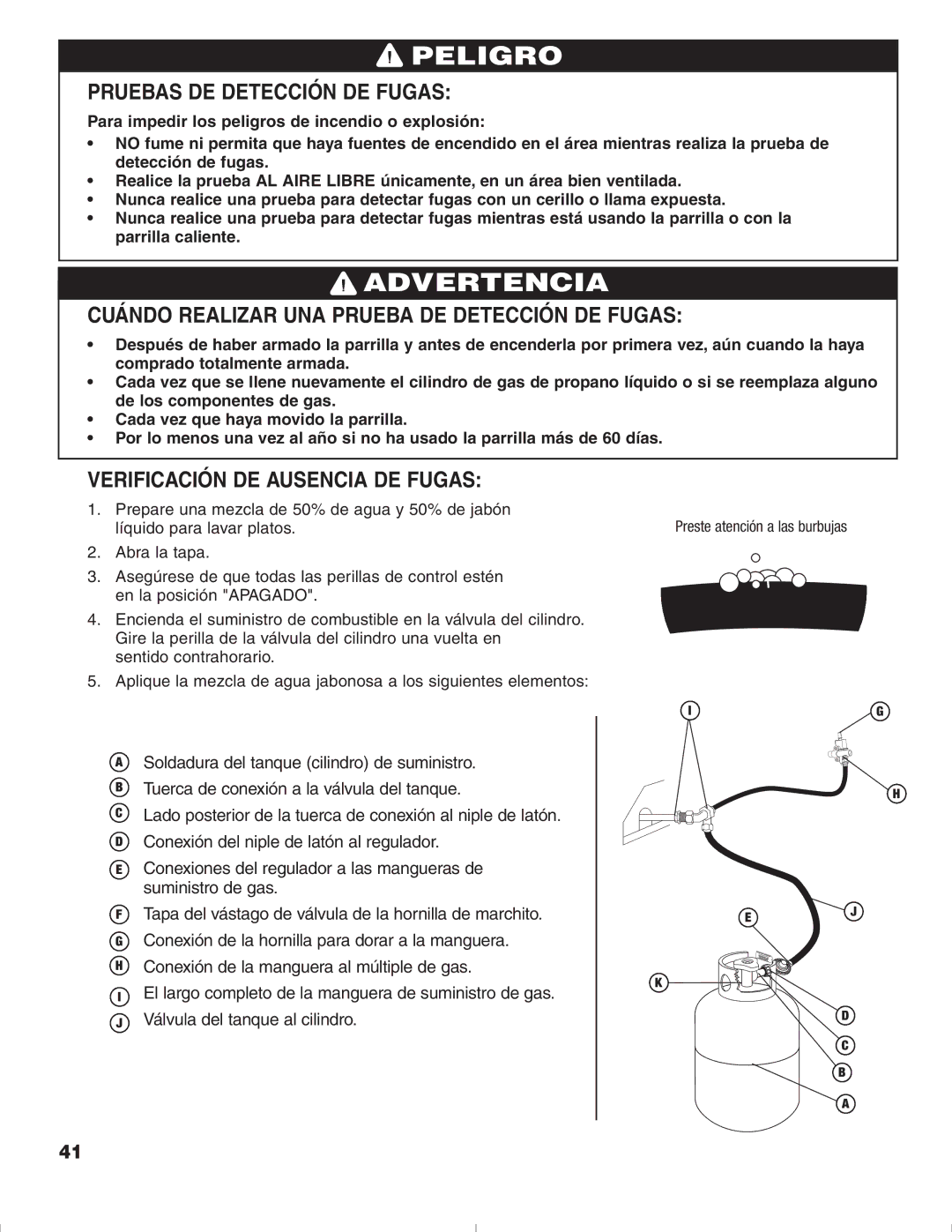 Brinkmann 1575 owner manual Pruebas DE Detección DE Fugas, Cuándo Realizar UNA Prueba DE Detección DE Fugas 