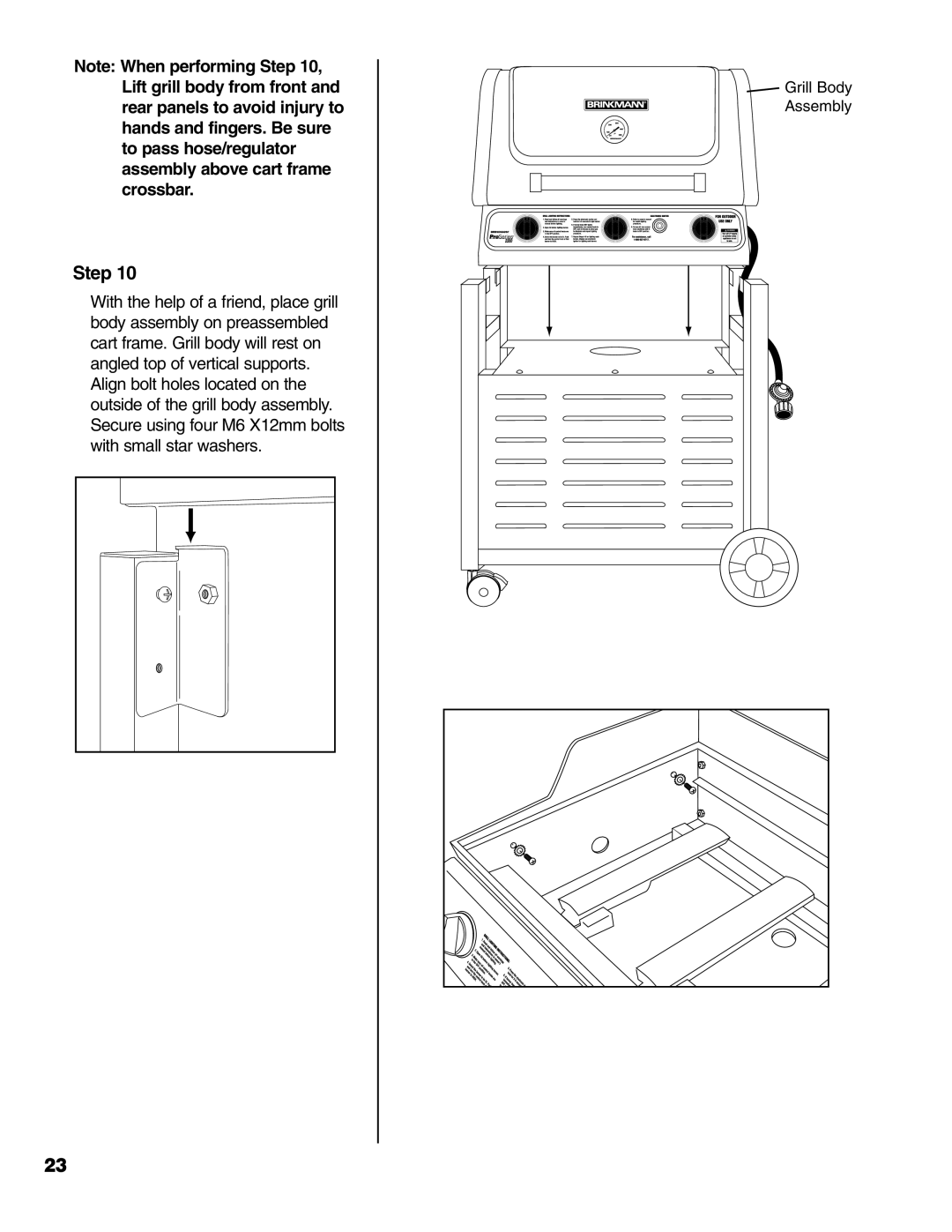 Brinkmann 2200 owner manual Grill Body Assembly 