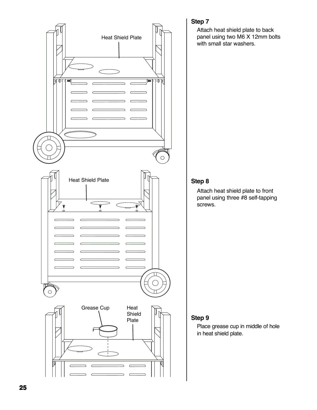 Brinkmann 2210 Series owner manual Place grease cup in middle of hole in heat shield plate 