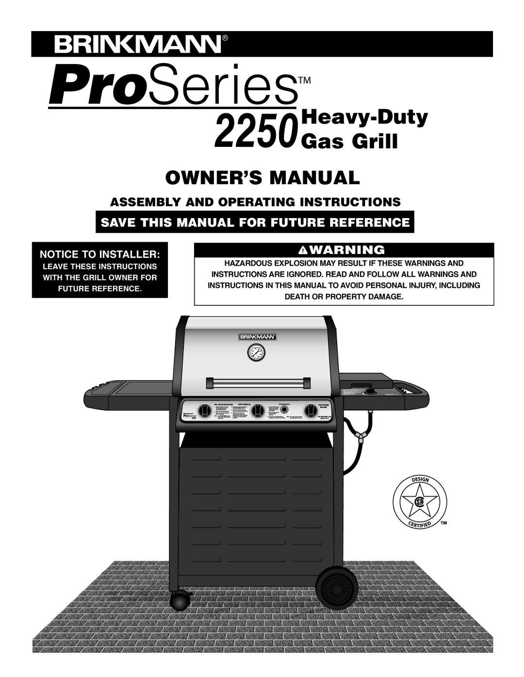 Brinkmann manual 2250Heavy-Duty Gas Grill 