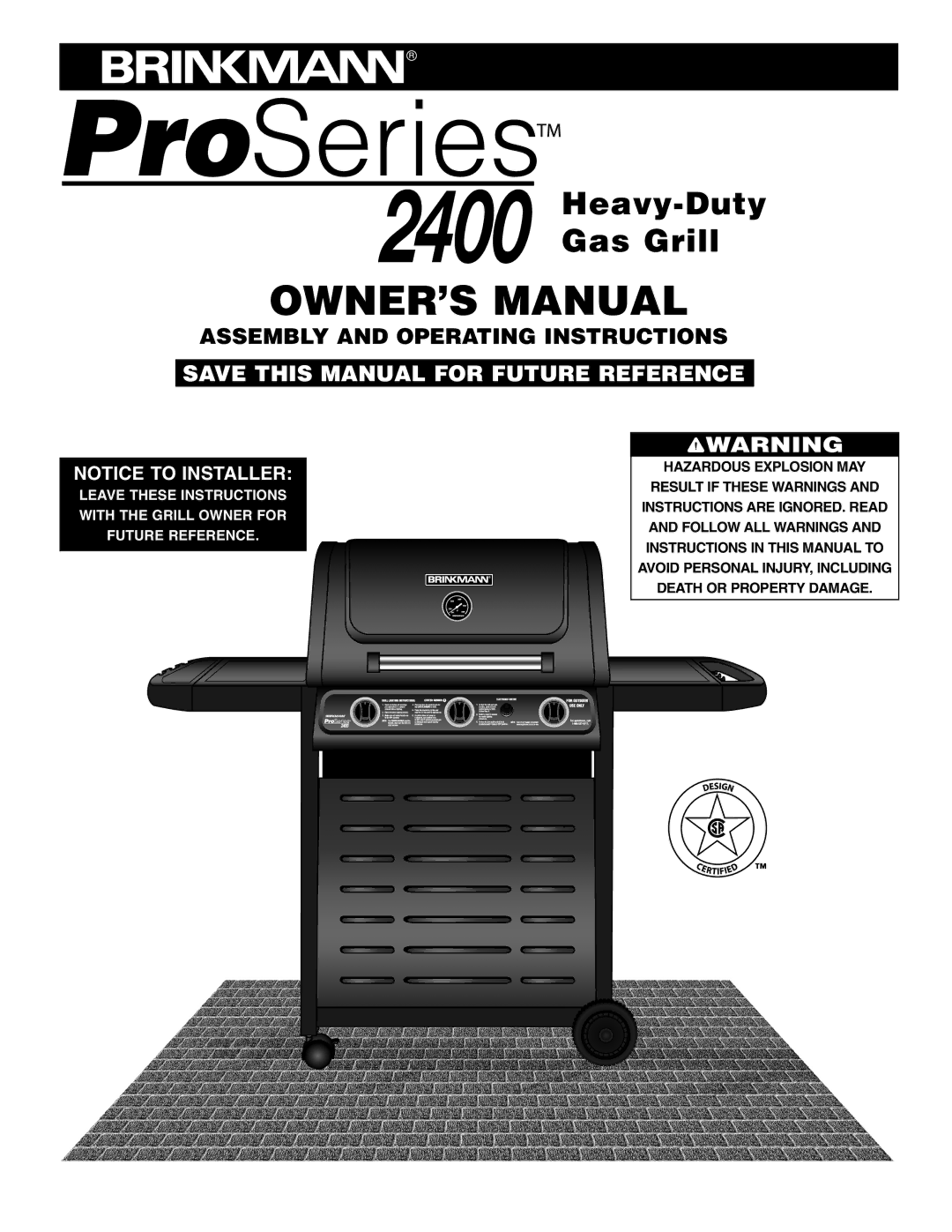 Brinkmann 2400 owner manual Heavy-Duty Gas Grill 