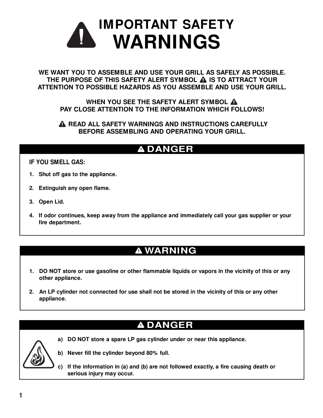 Brinkmann 2415 owner manual Important Safety 