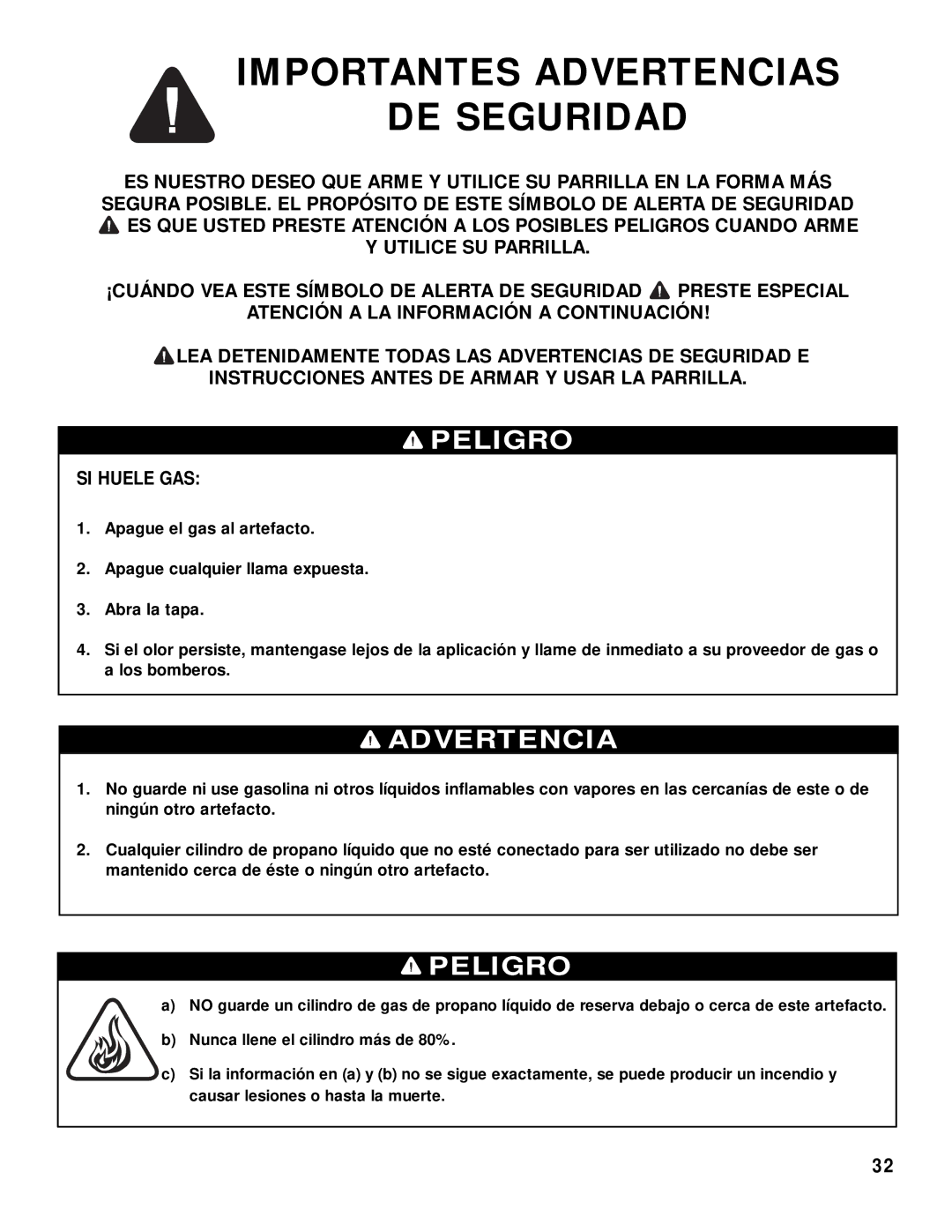 Brinkmann 2415 owner manual Importantes Advertencias DE Seguridad, Peligro 