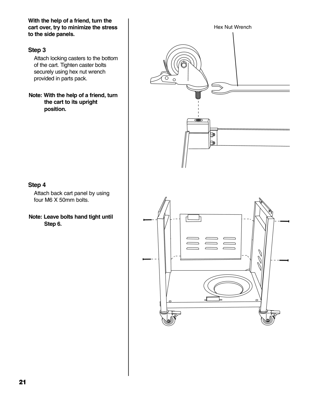 Brinkmann 2500 owner manual Attach back cart panel by using four M6 X 50mm bolts 