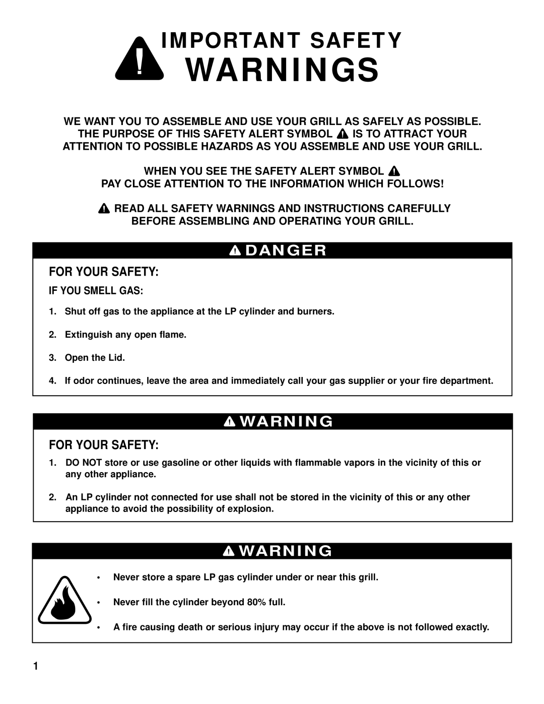 Brinkmann 2600 Series owner manual Important Safety, For Your Safety 