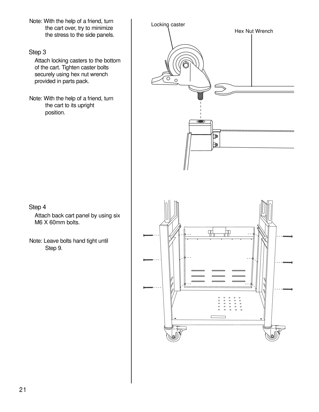 Brinkmann 2600 Series owner manual Attach back cart panel by using six M6 X 60mm bolts 