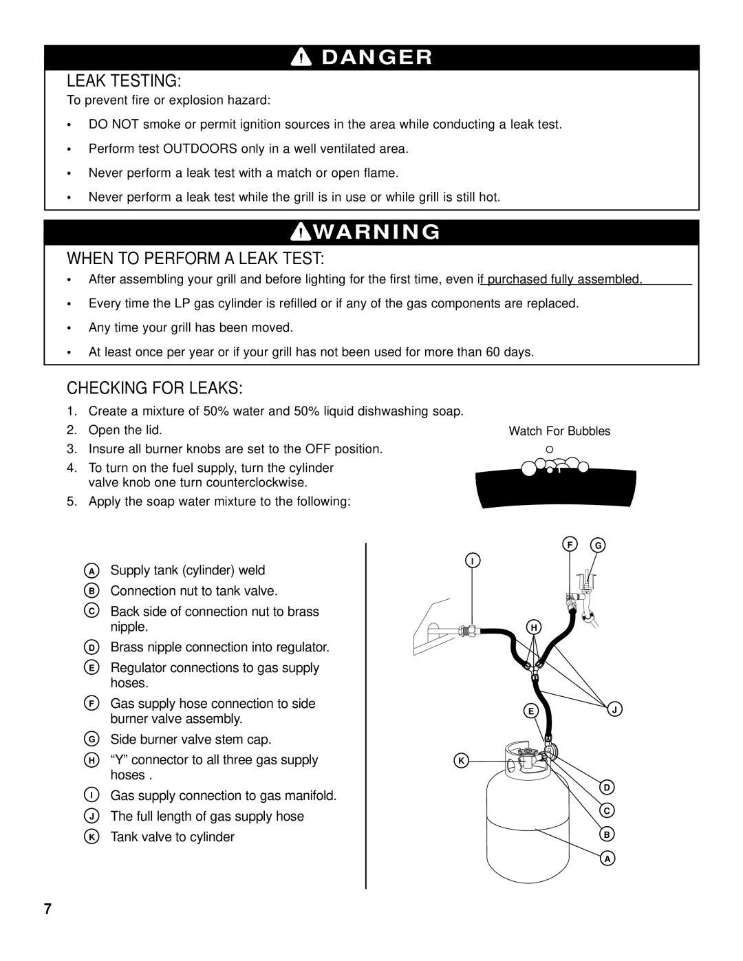 Brinkmann 2600 Series owner manual Leak Testing, When to Perform a Leak Test, Checking for Leaks 