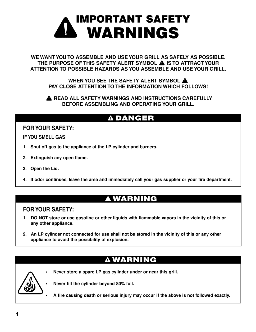 Brinkmann 2610 Series owner manual Important Safety, For Your Safety 