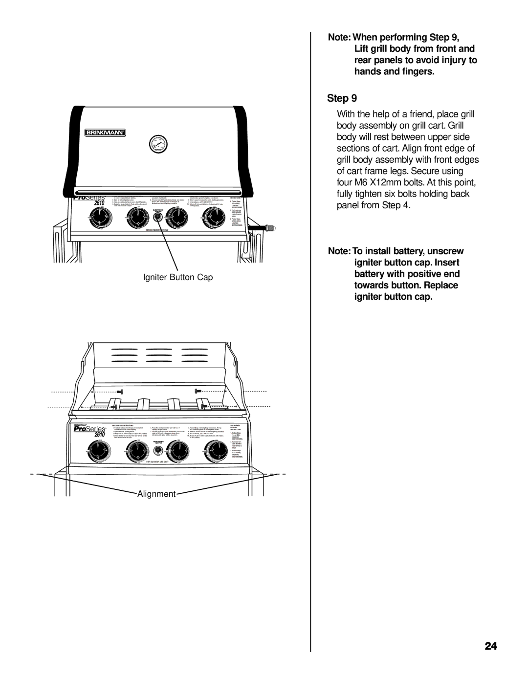 Brinkmann 2610 Series owner manual Igniter Button Cap 