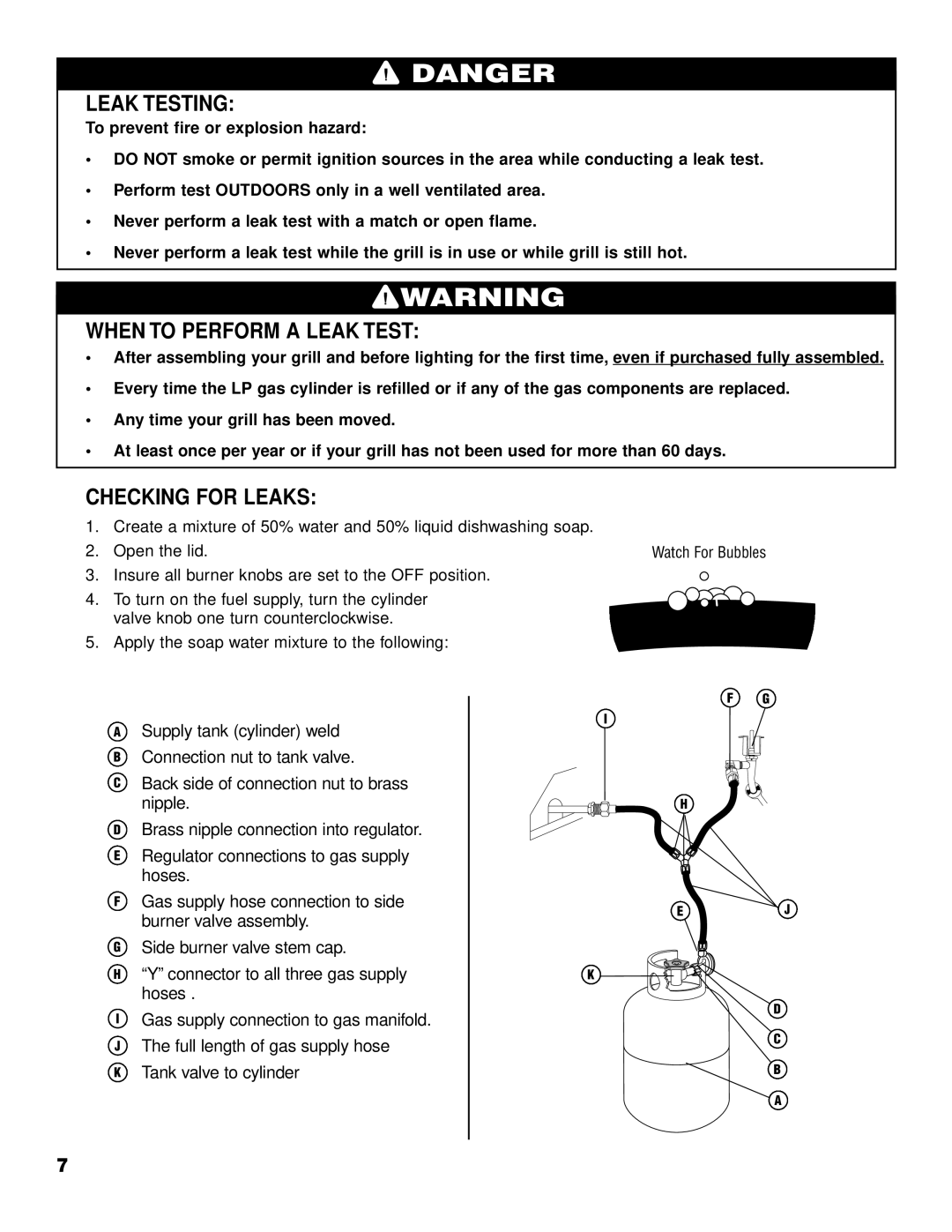 Brinkmann 2610 Series owner manual Leak Testing, When to Perform a Leak Test, Checking for Leaks 