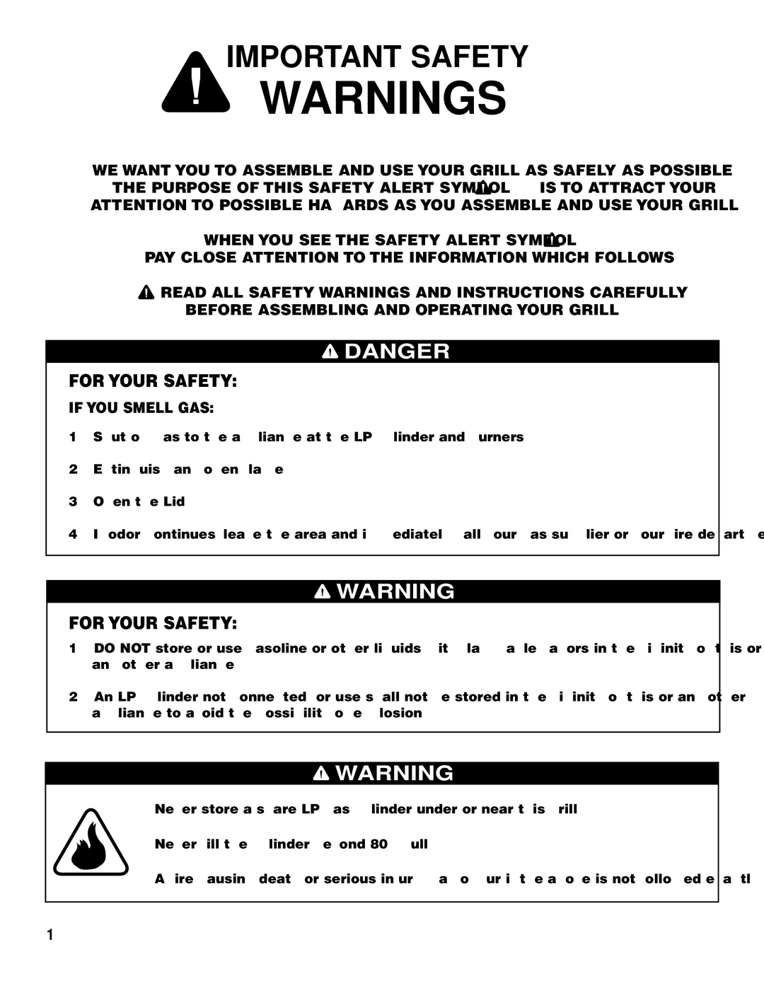 Brinkmann 2700 owner manual Important Safety, For Your Safety 