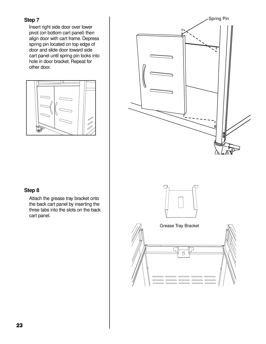 Brinkmann 2700 owner manual Spring Pin Grease Tray Bracket 