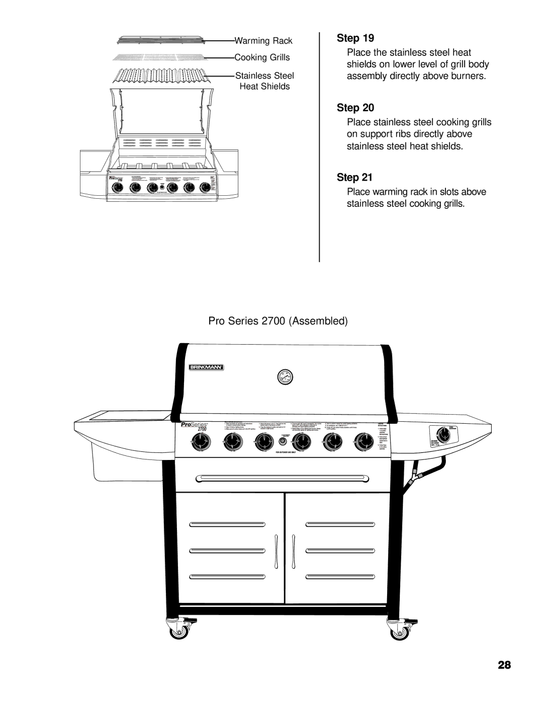 Brinkmann owner manual Pro Series 2700 Assembled 