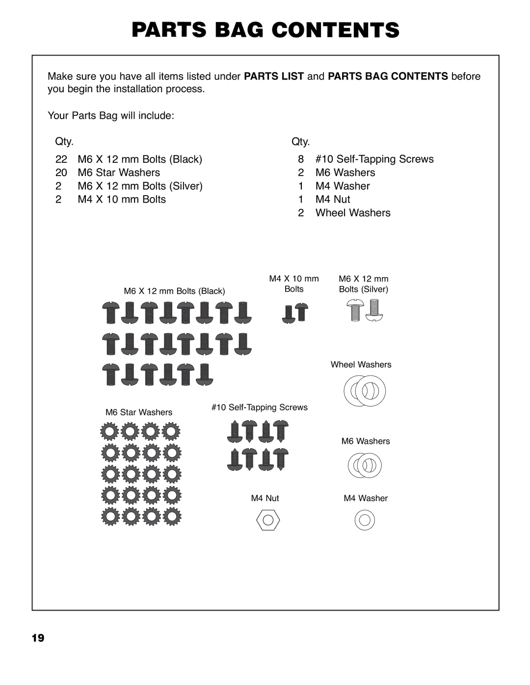 Brinkmann 3300 manual Parts BAG Contents 